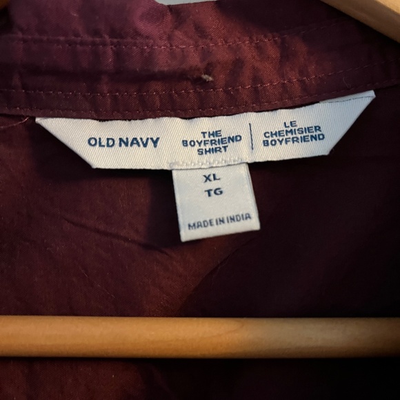 Old Navy 100% Cotton Boyfriend Shirt, Latge, Burgundy - Picture 4 of 7